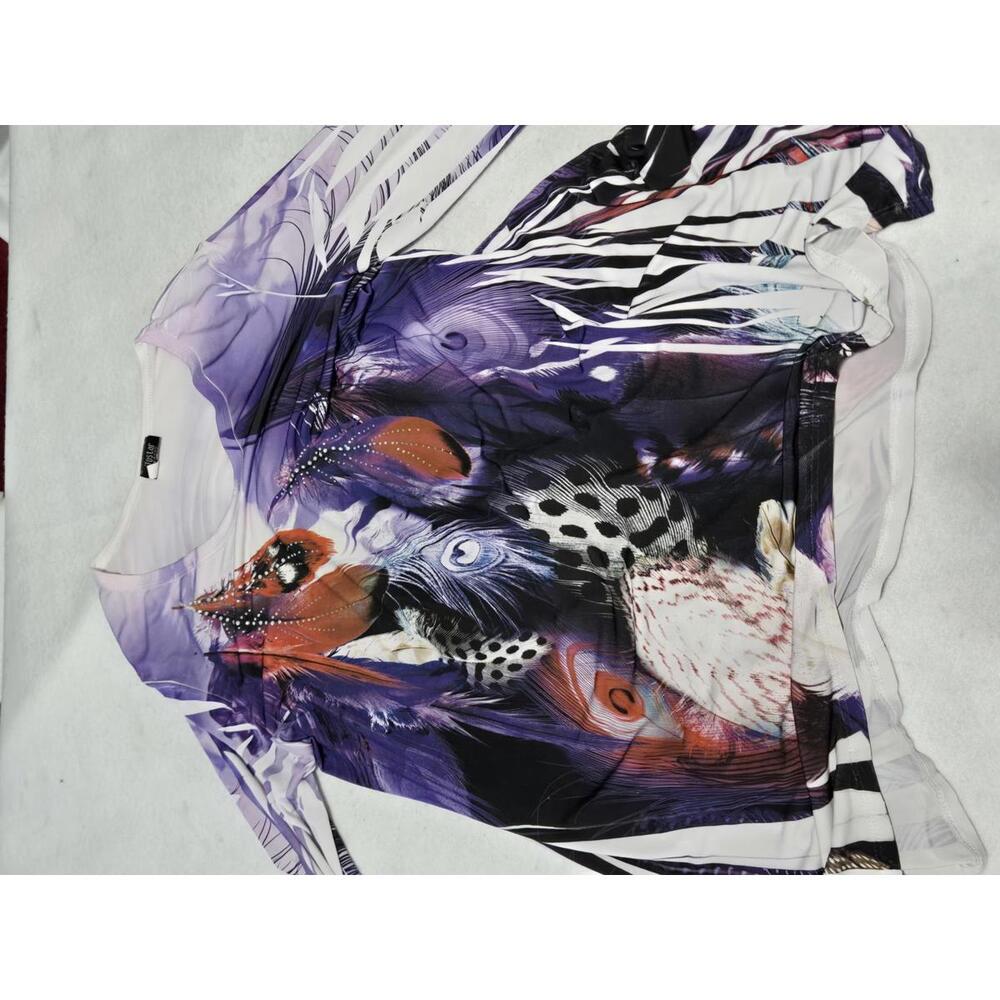 Jostar Women's Long Sleeve Feather Print Top LG